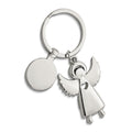 Nickel-plated Standing Angel Key Ring with Engraving Tag