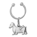 Silver-tone Dog with Crystal Bone Key Ring