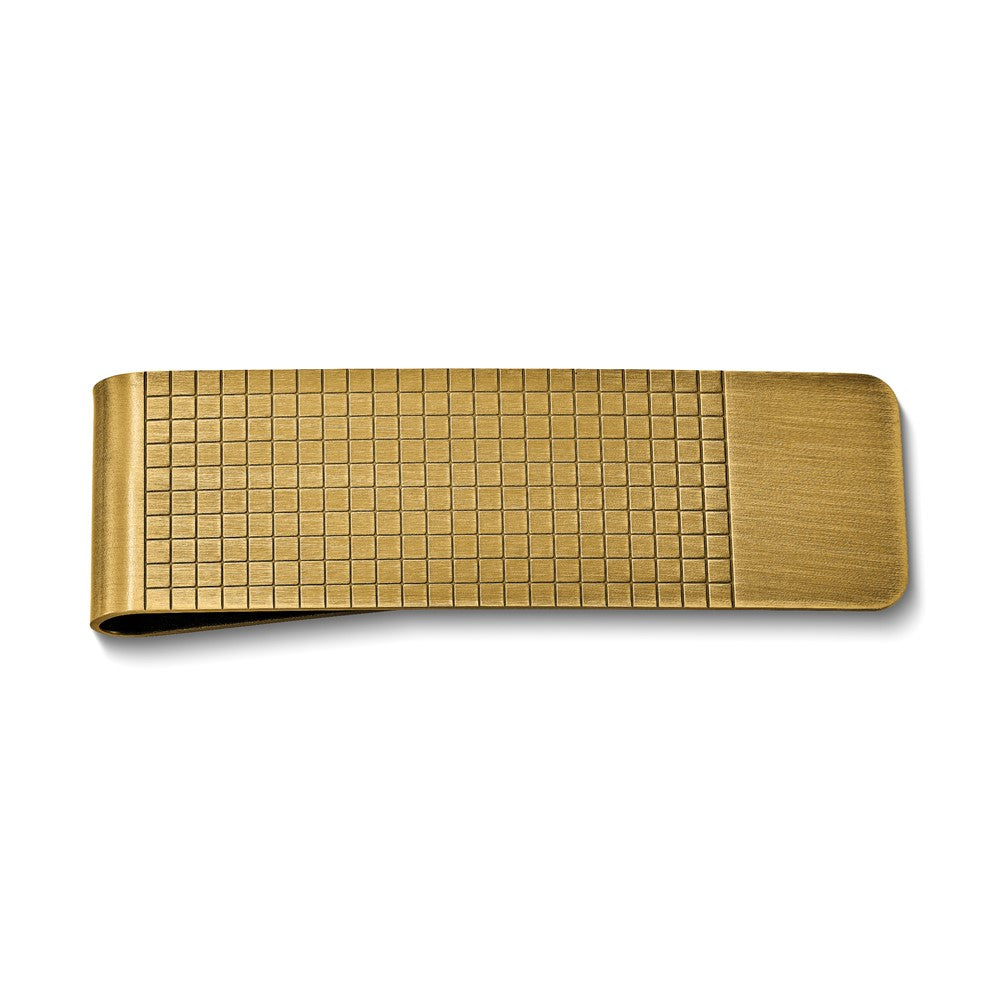 Antique Brass Etched Design Money Clip