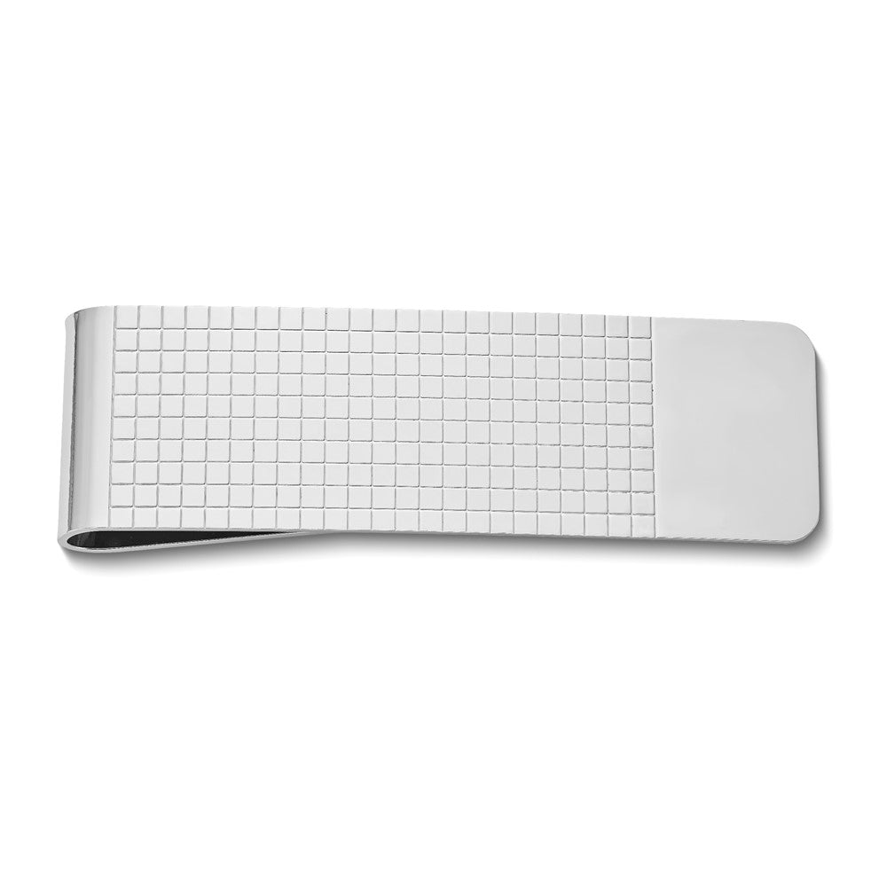 Silver-tone Etched Design Money Clip