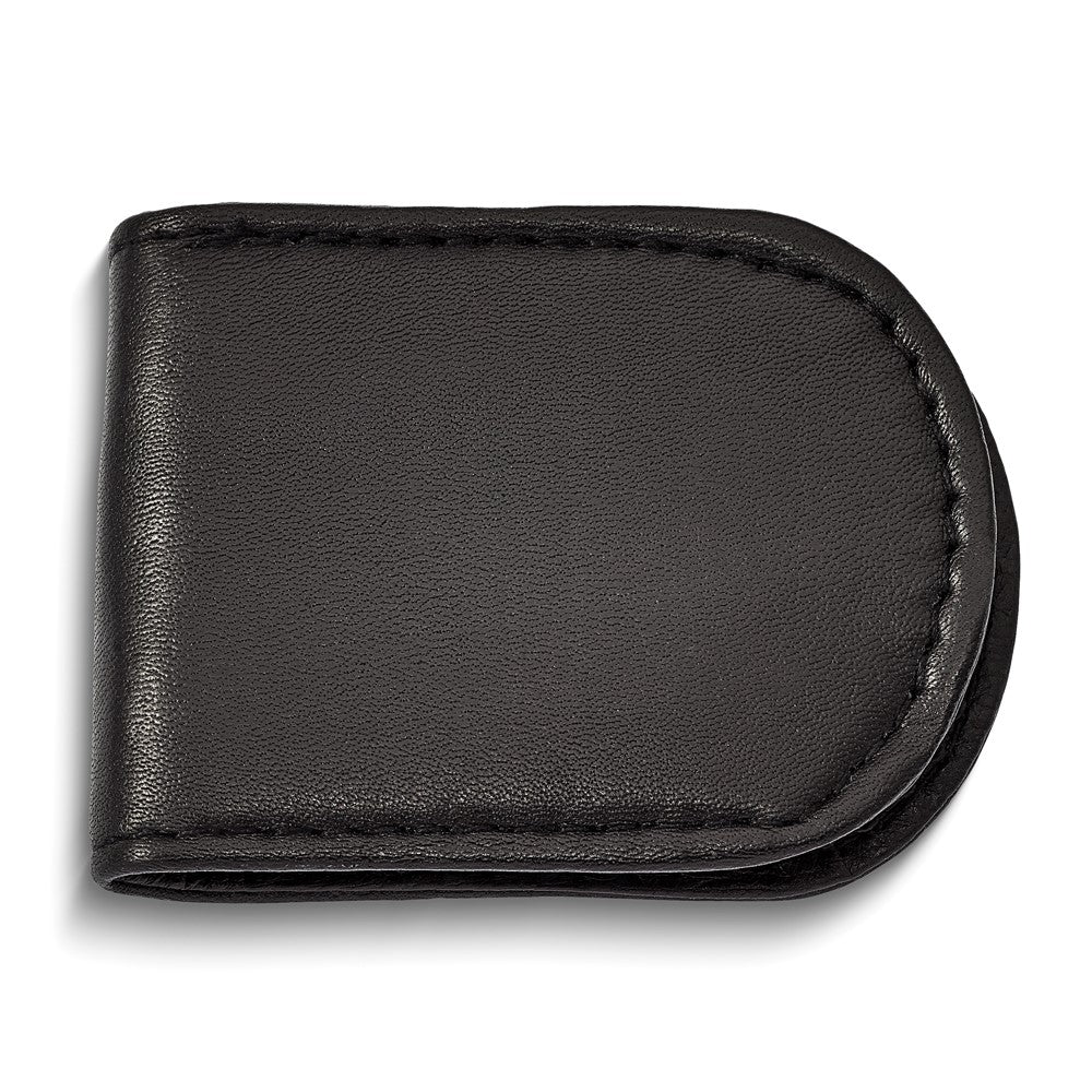 Black Leather Magnetic Money Clip