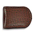 Brown Leather Crocodile Grain Magnetic Money Clip