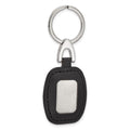 Black Faux Leather Silver-tone Engraving Plate Key Ring