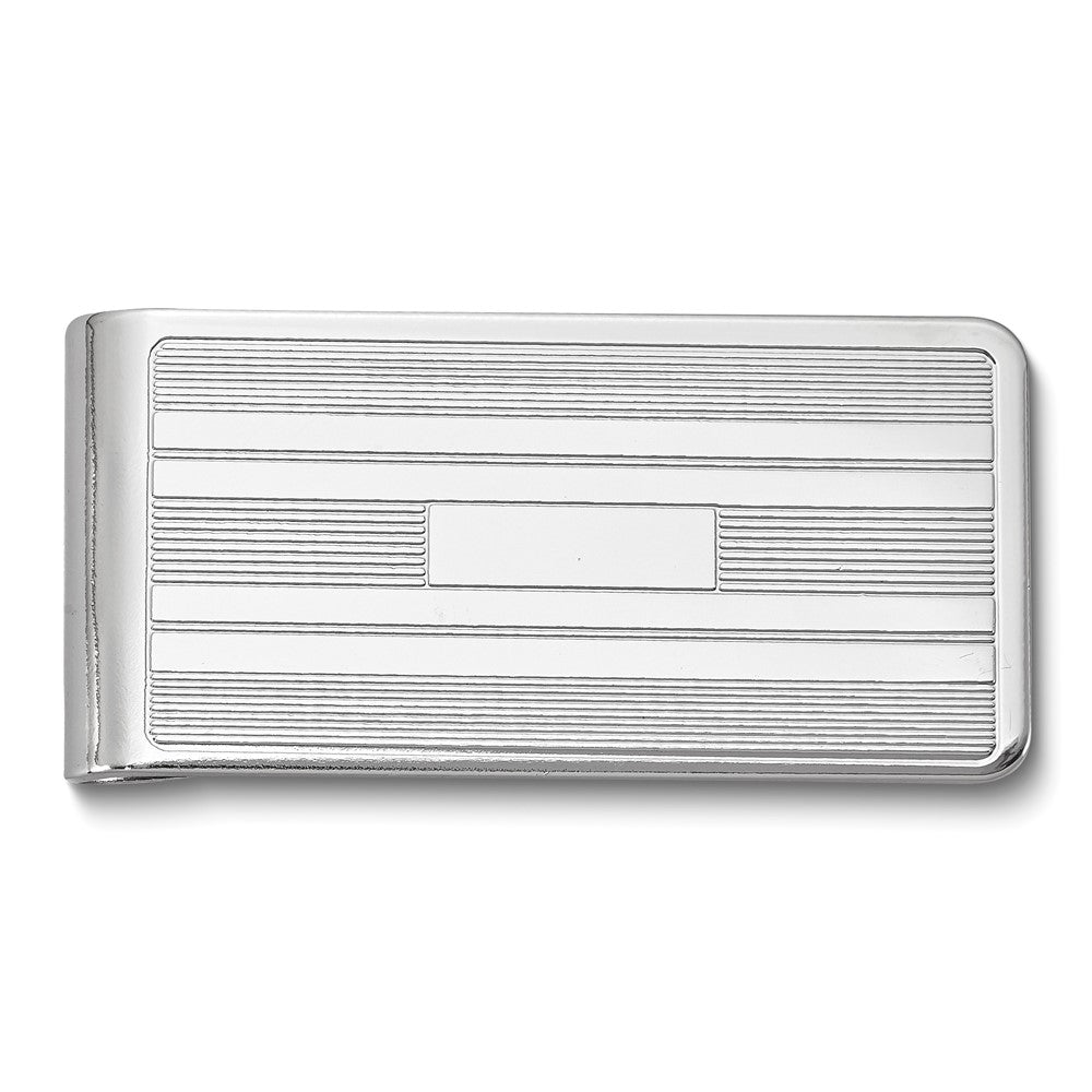 Silver-tone Lined Money Clip with Engraving Area