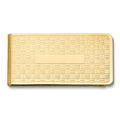Gold-tone Woven Pattern Money Clip with Engraving Area