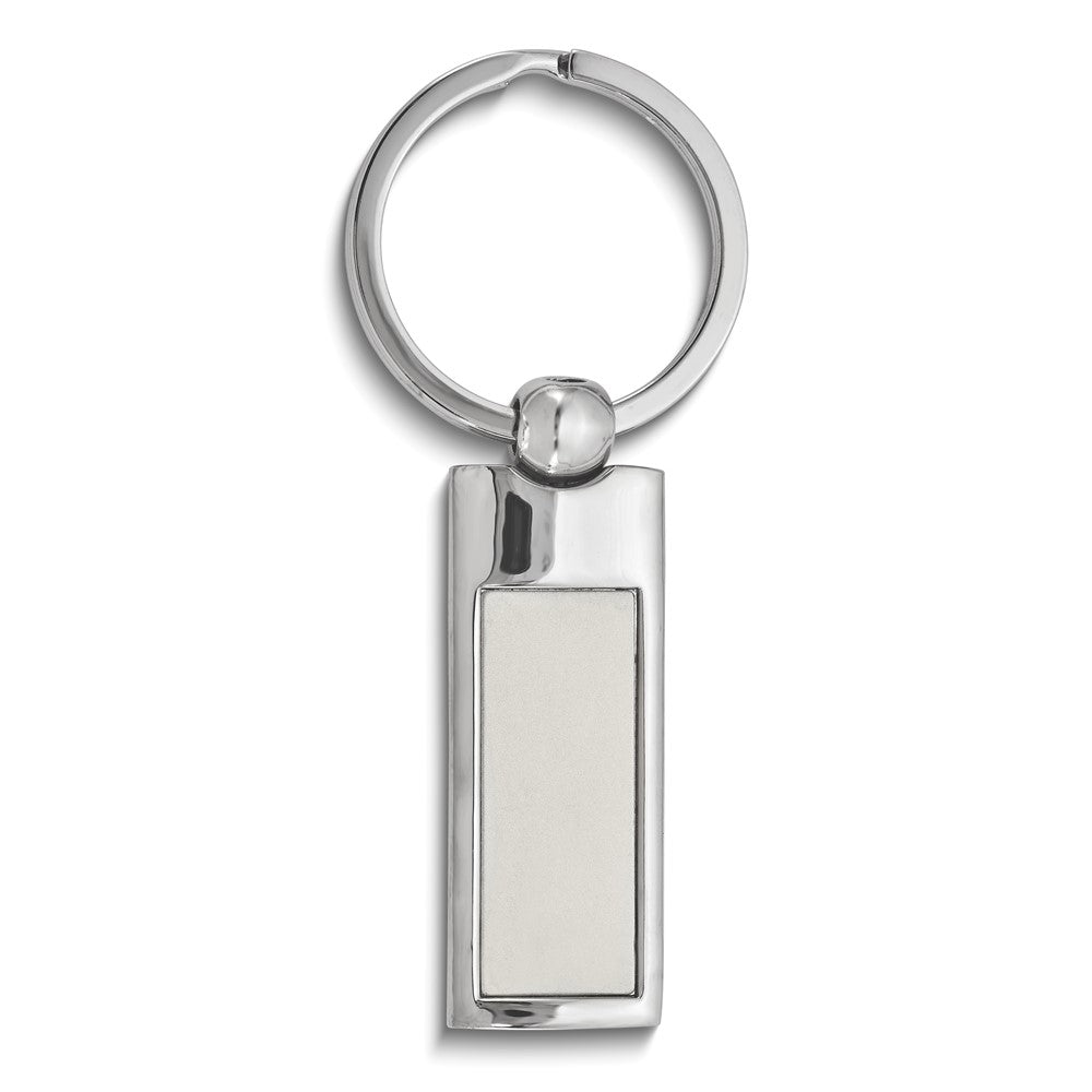 Silver-tone Metal Engravable Rectangle Key Ring