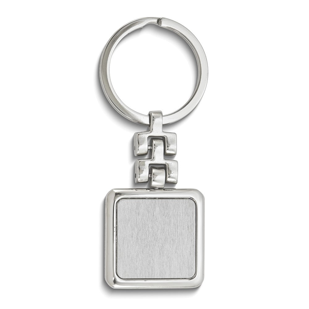 Silver-tone Metal Engravable Square Key Ring