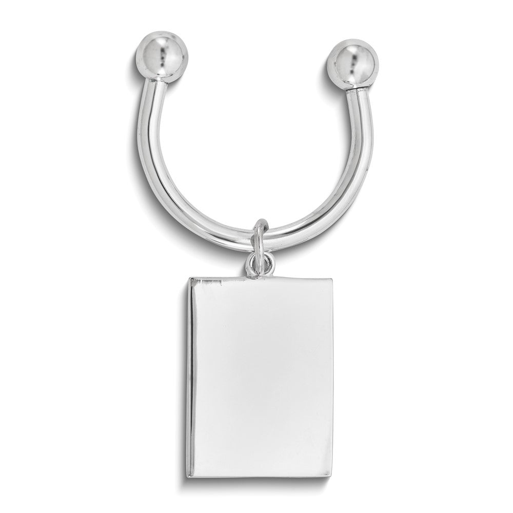 Rectangle Silver-tone Engravable Key Ring