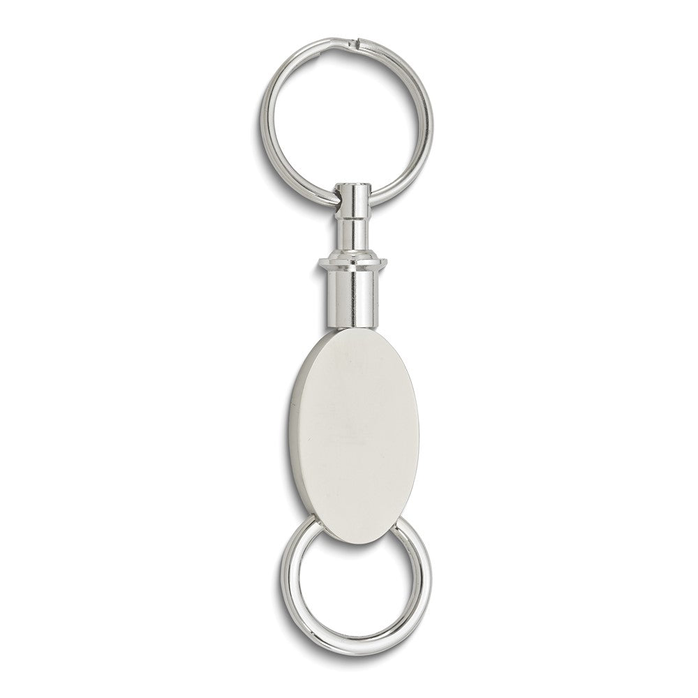 Silver-tone Engravable Oval Valet Key Ring
