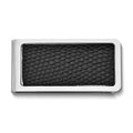 Black Lizard Texture Faux Leather Silver-tone Money Clip