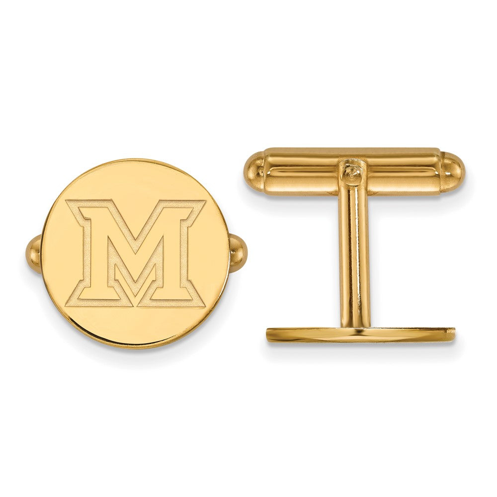 14k Gold LogoArt Miami University Ohio Letter M Cuff Links