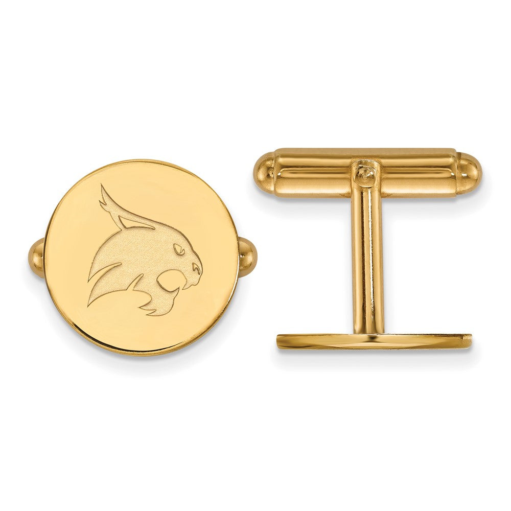 Sterling Silver Gold-plated LogoArt Texas State University Bobcat Cuff Links