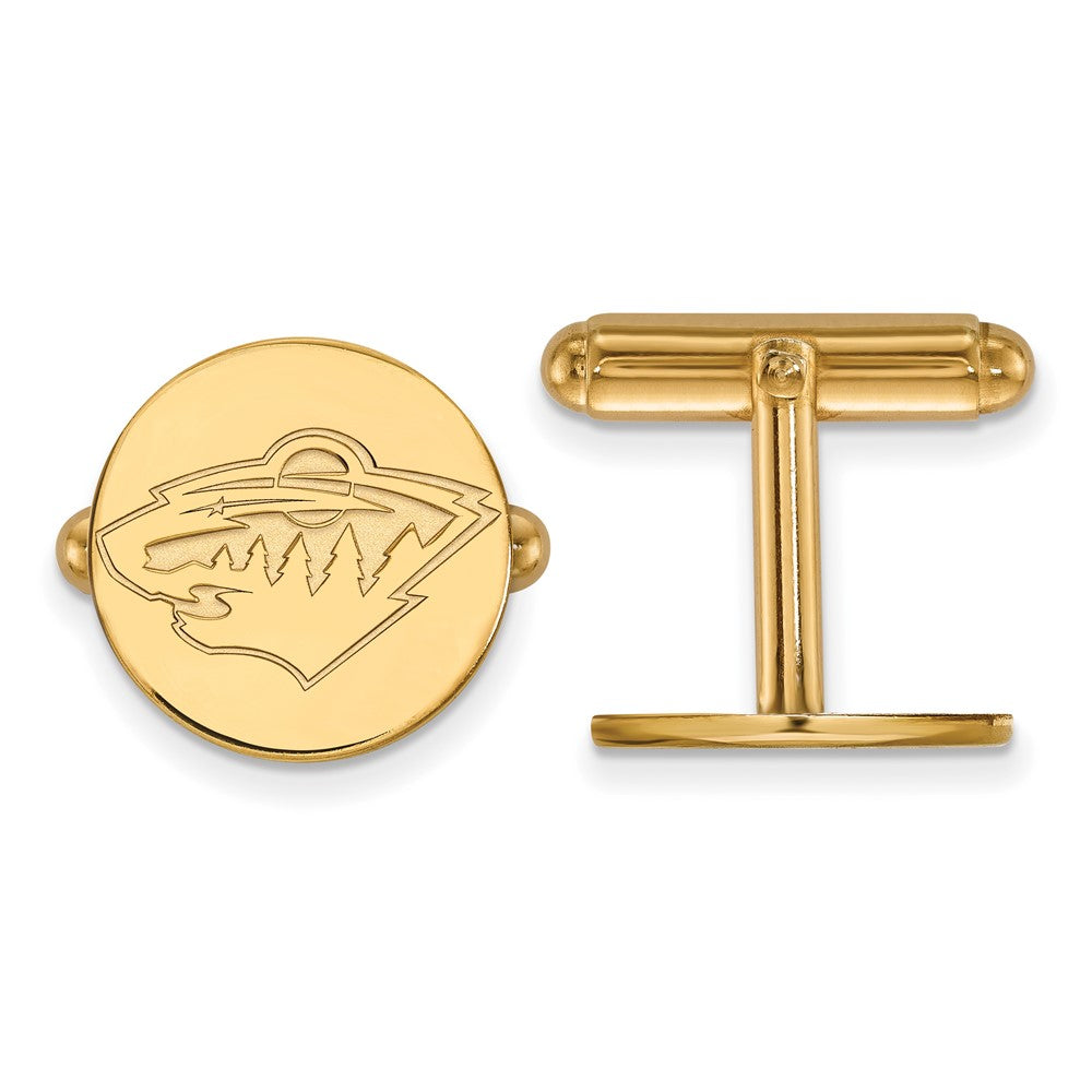 Sterling Silver Gold-plated NHL LogoArt Minnesota Wild Cuff Links