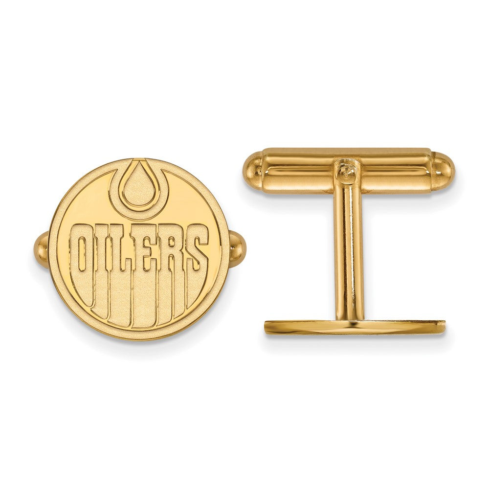 Sterling Silver Gold-plated NHL LogoArt Edmonton Oilers Cuff Links
