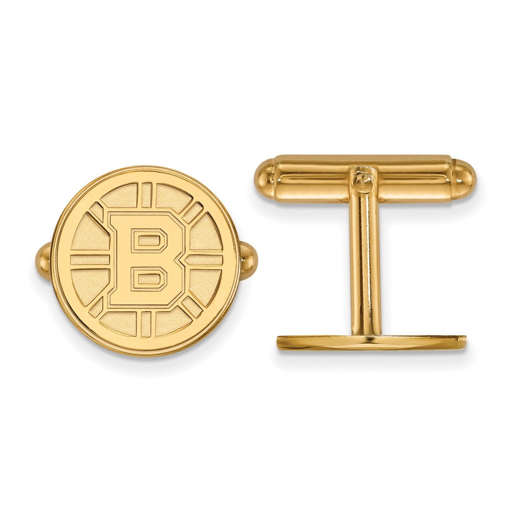 Sterling Silver Gold-plated NHL LogoArt Boston Bruins Cuff Links
