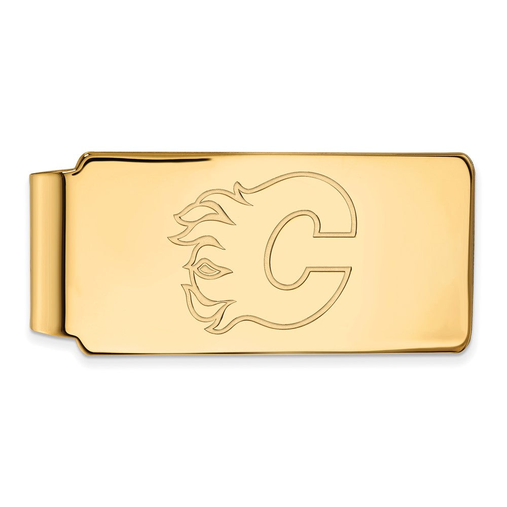 10k Gold NHL LogoArt Calgary Flames Money Clip