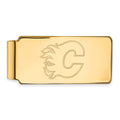 Sterling Silver Gold-plated NHL LogoArt Calgary Flames Money Clip