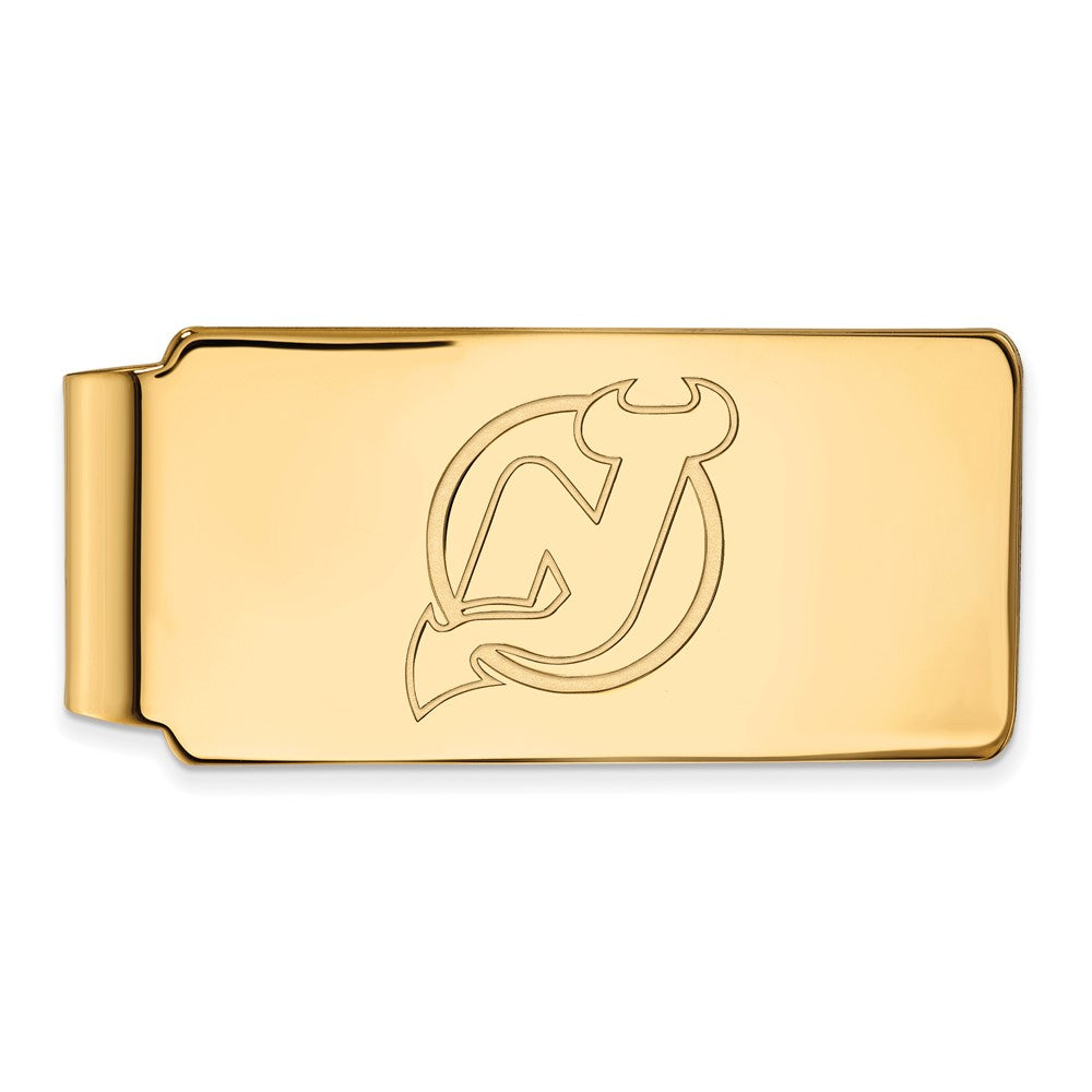 Sterling Silver Gold-plated NHL LogoArt New Jersey Devils Money Clip