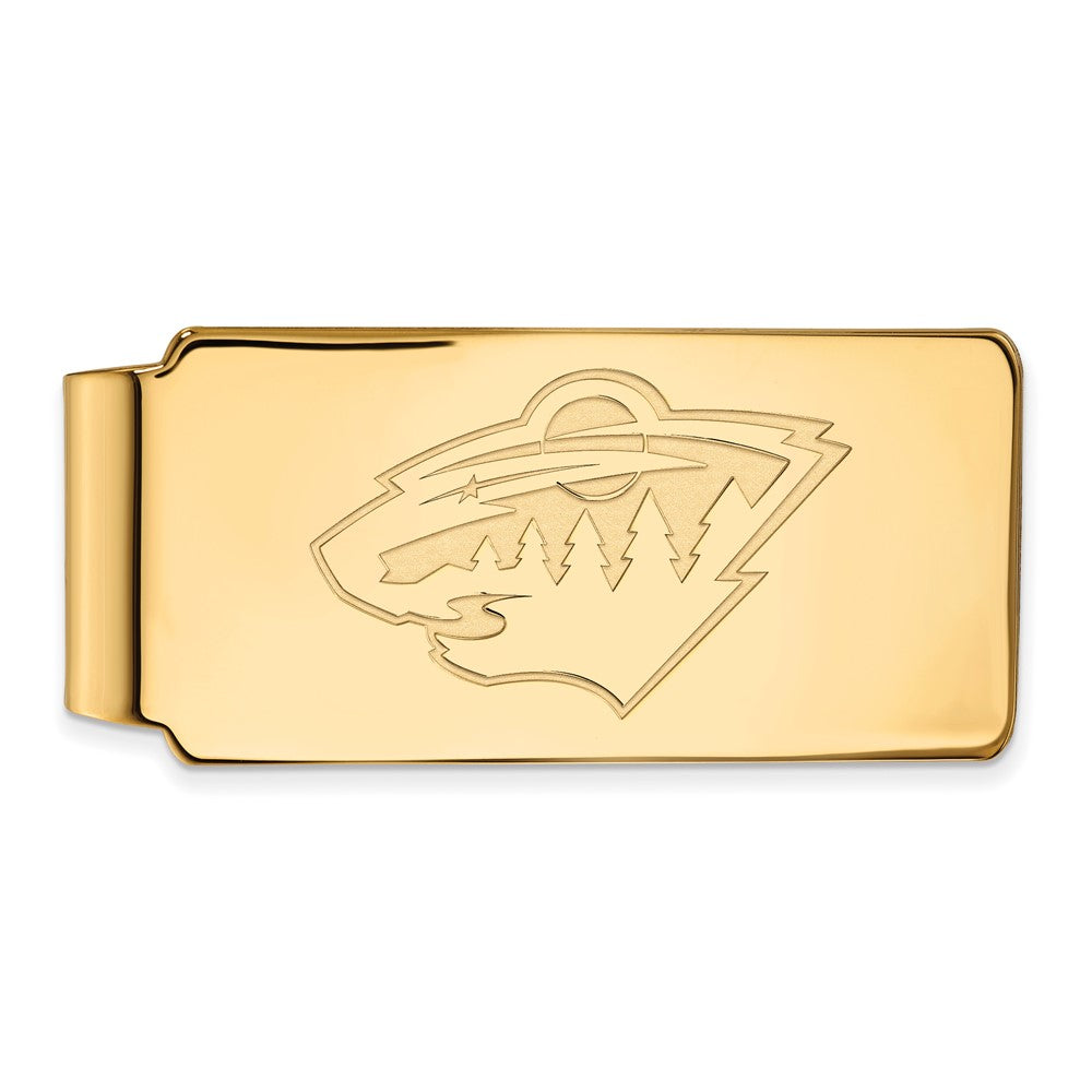 Sterling Silver Gold-plated NHL LogoArt Minnesota Wild Money Clip
