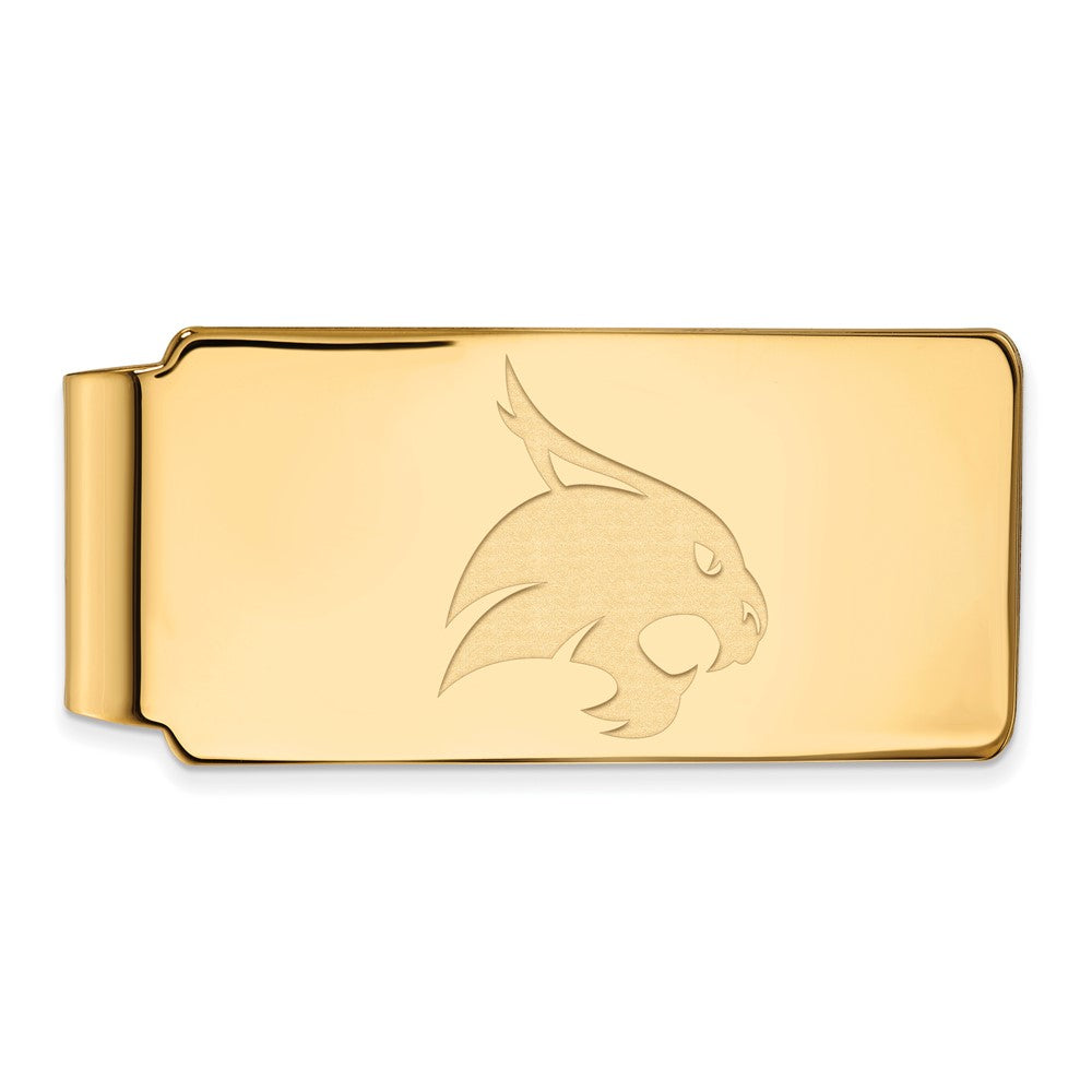 Sterling Silver Gold-plated LogoArt Texas State University Bobcat Money Clip