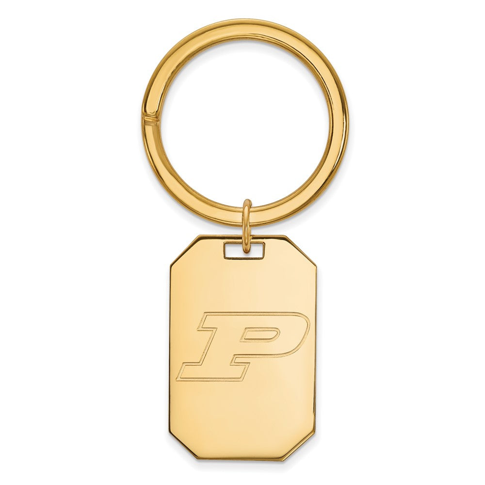 Sterling Silver Gold-plated LogoArt Purdue University Letter P Key Ring