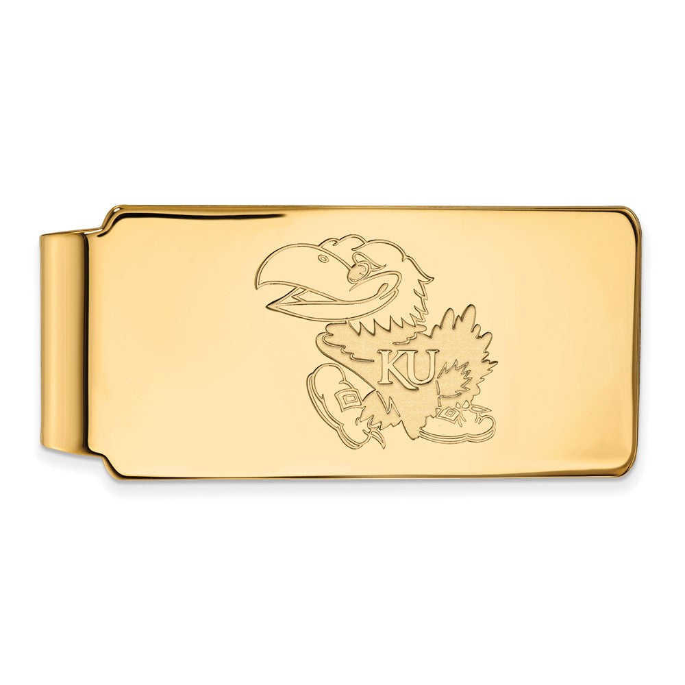 Sterling Silver Gold-plated LogoArt University of Kansas Jayhawk Money Clip