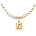 Sterling Silver Gold-plated LogoArt Louisiana State University L-S-U 9 inch Anklet, 9 x 16 mm