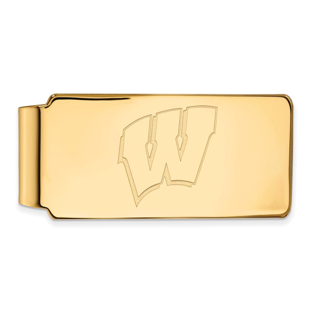 Sterling Silver Gold-plated LogoArt University of Wisconsin Letter W Money Clip