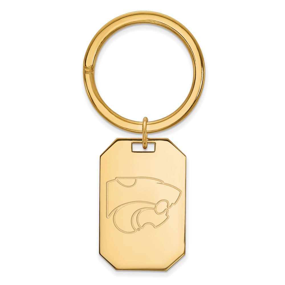 Sterling Silver Gold-plated LogoArt Kansas State University Wildcat Key Ring
