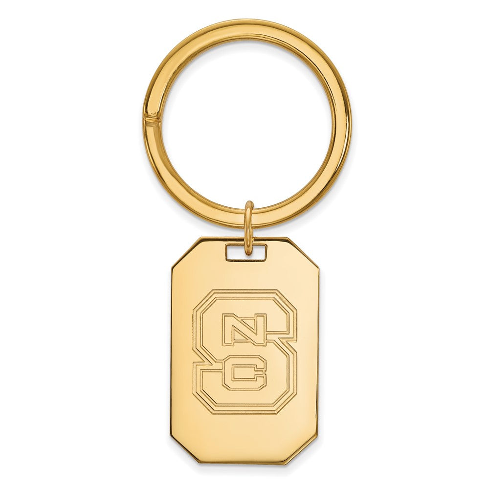 Sterling Silver Gold-plated LogoArt North Carolina State University N-C-S Key Ring