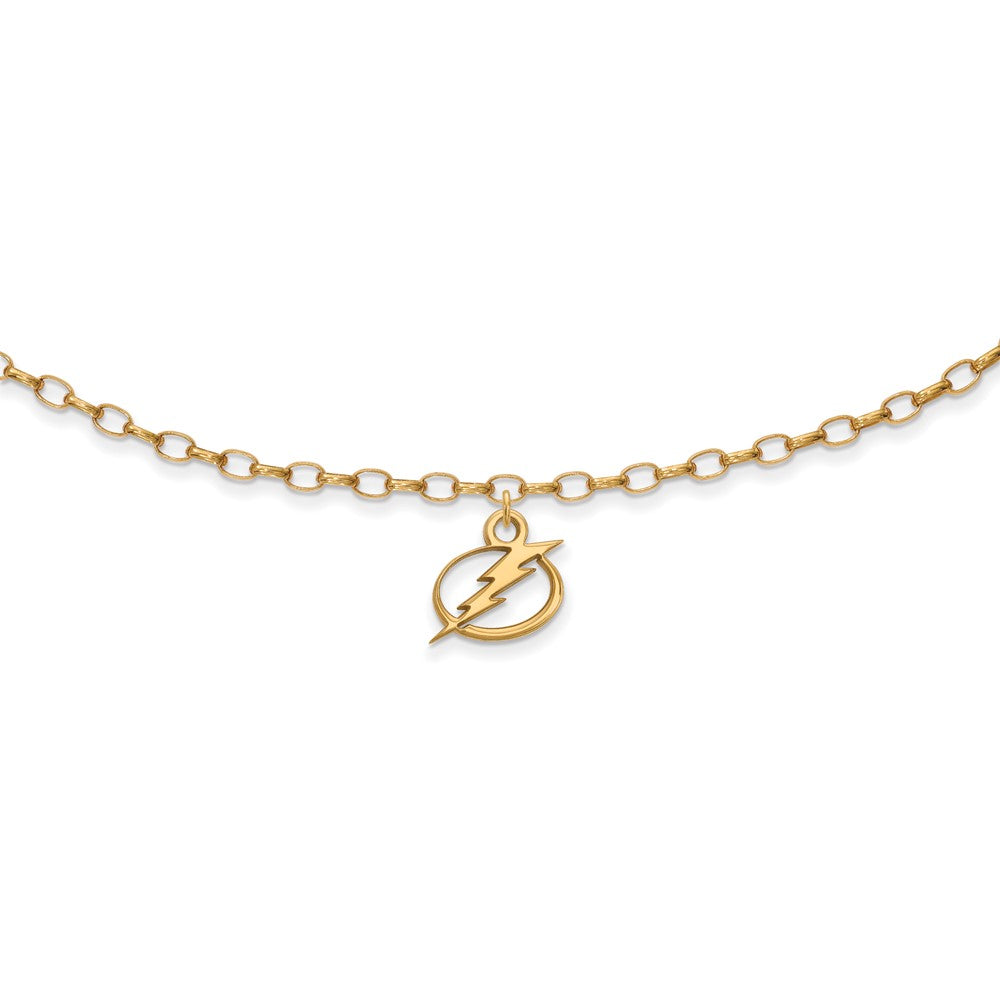 Sterling Silver Gold-plated NHL LogoArt Tampa Bay Lightning 9 inch Anklet, 9 x 11 mm