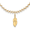 Sterling Silver Gold-plated LogoArt Clemson University Tiger Paw 9 inch Anklet, 9 x 10 mm