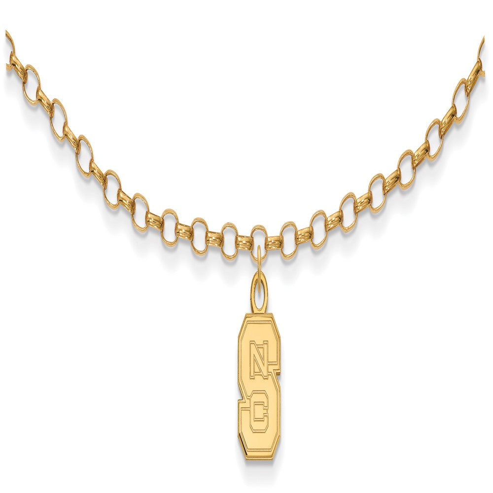 Sterling Silver Gold-plated LogoArt North Carolina State University  N-C-S 9-inch Anklet, 9 x 8 mm