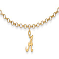 Sterling Silver Gold-plated LogoArt University of Alabama 9 inch Anklet, 9 x 9 mm