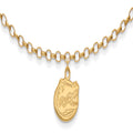 Sterling Silver Gold-plated LogoArt University of Florida Gator 9 inch Anklet, 9 x 14 mm