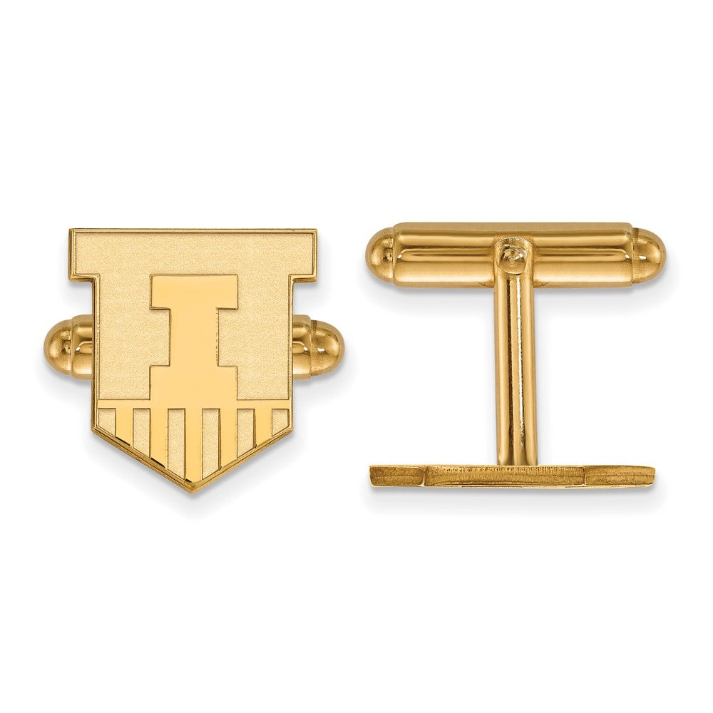 Sterling Silver Gold-plated LogoArt University of Illinois Victory Badge Cuff Links
