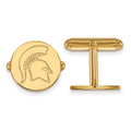 Sterling Silver Gold-plated LogoArt Michigan State University Spartan Cuff Links