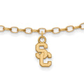 Sterling Silver Gold-plated University of Southern California S-C 9 inch Anklet, 9 mm