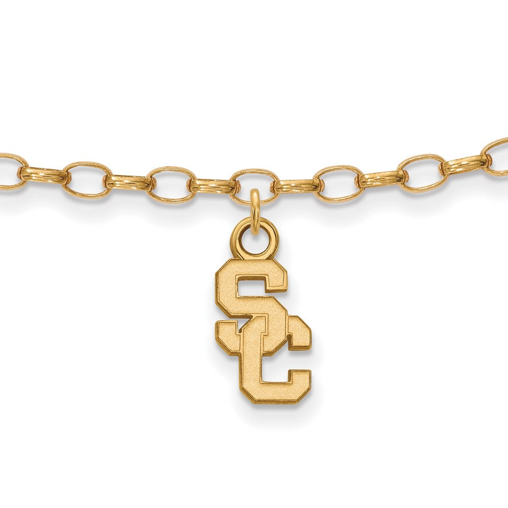 Sterling Silver Gold-plated University of Southern California S-C 9 inch Anklet, 9 mm