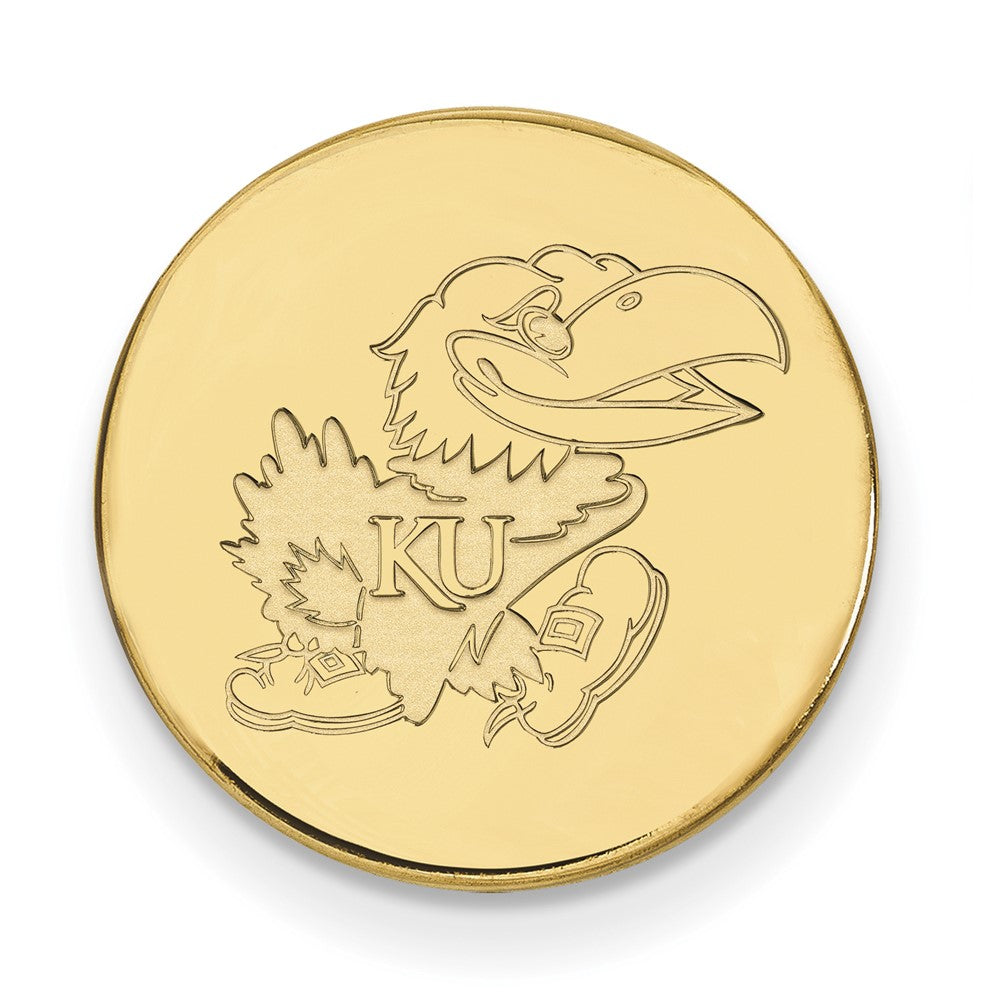 Sterling Silver Gold-plated LogoArt University of Kansas Jayhawk Lapel Pin