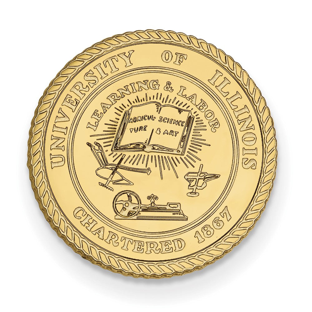 Sterling Silver Gold-plated LogoArt University of Illinois Crest Lapel Pin