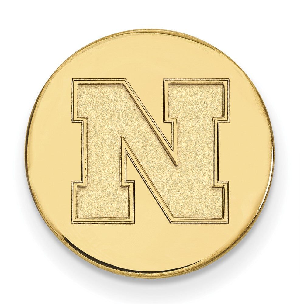 Sterling Silver Gold-plated LogoArt University of Nebraska Letter N Disc Lapel Pin