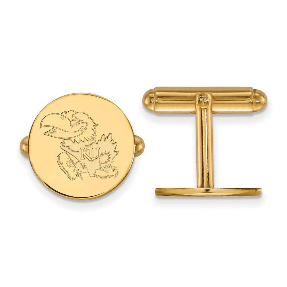 14k Gold LogoArt University of Kansas Jayhawk Cuff Links