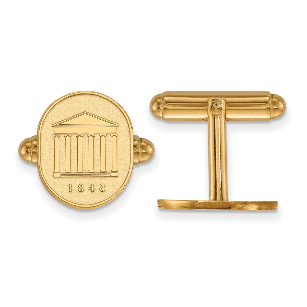 Sterling Silver Gold-plated LogoArt University of Mississippi 1848 Crest Cuff Links
