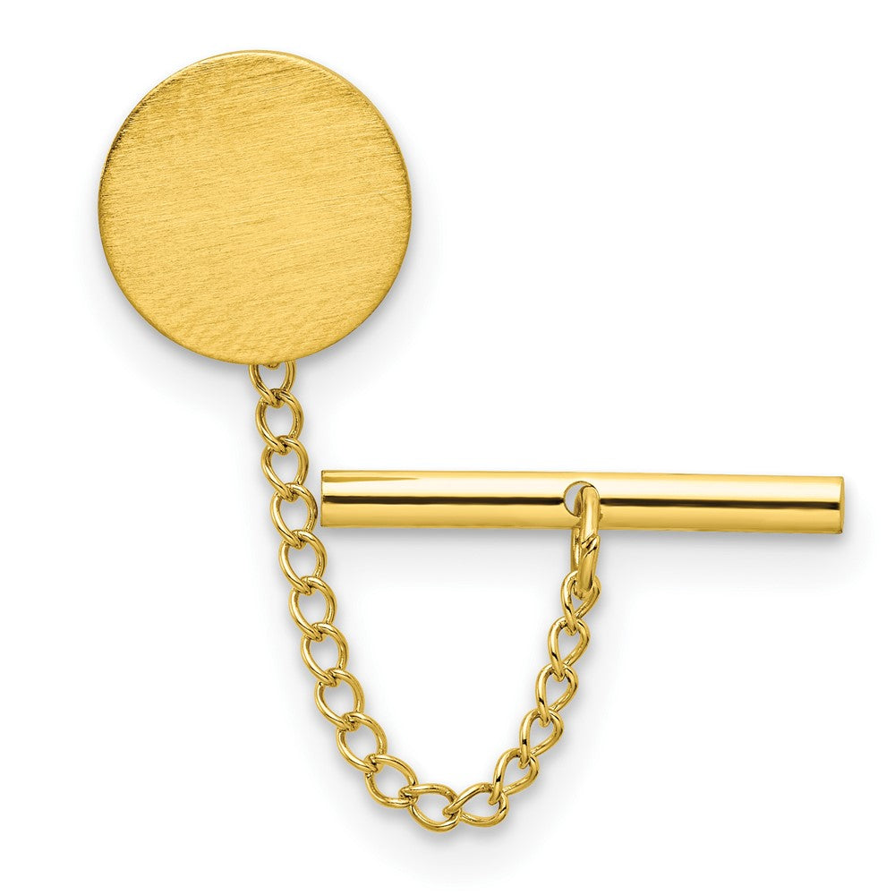Kelly Waters Gold-plated Satin Round Engravable Tie Tac with Safety Chain