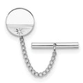 Kelly Waters Rhodium-plated .01 Ct. Diamond Polished and Satin Round Tie Tac with Safety Chain