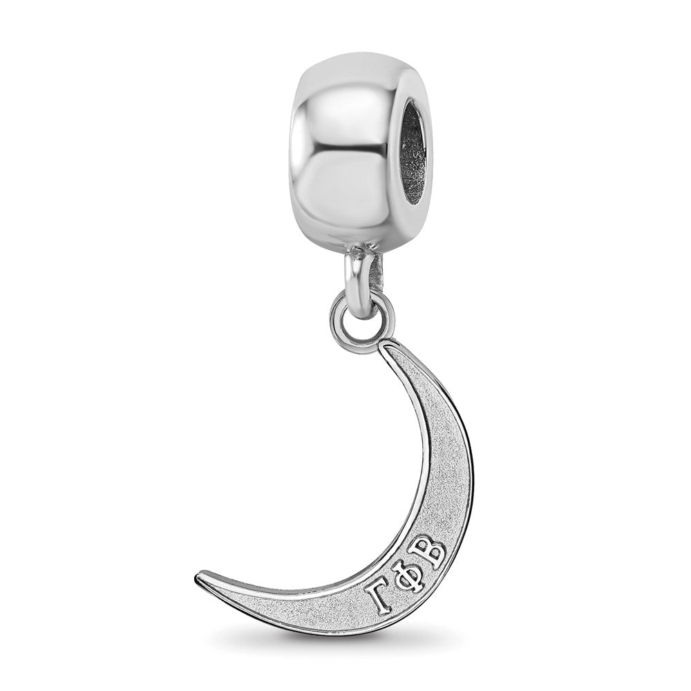 Sterling Silver RH-plated LogoArt Gamma Phi Beta Crescent Moon Bead, 0.68 x 0.67 mm