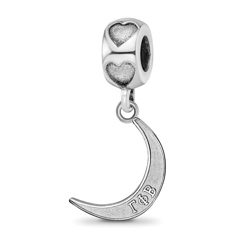 Sterling Silver RH-P LogoArt Gamma Phi Beta Crescent Moon Heart Bead, 0.68 x 0.67 mm