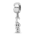 Sterling Silver RH-plated LogoArt Gamma Phi Beta Vertical Letters Bead, 0.61 x 0.18 mm