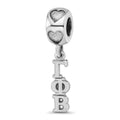 Sterling Silver RH-P LogoArt Gamma Phi Beta Vertical Letter on Heart Bead, 0.61 x 0.18 mm
